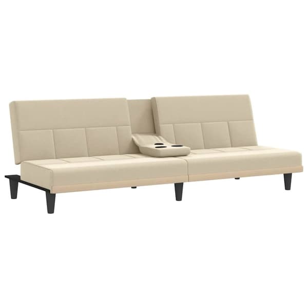 vidaXL sovesofa med kopholdere stof cremefarvet
