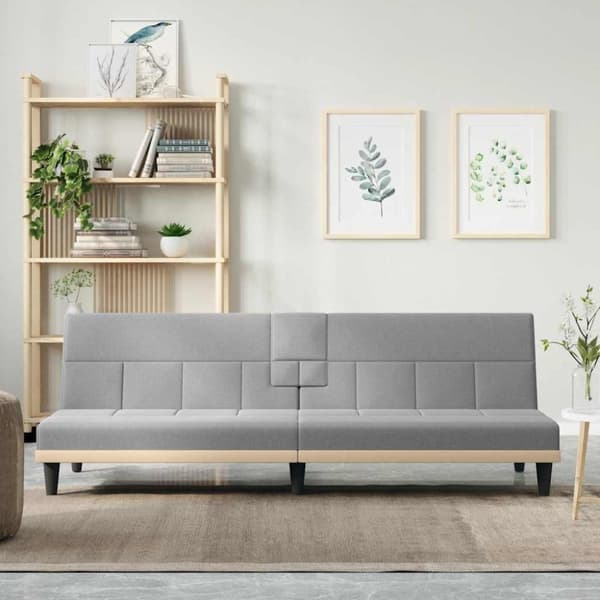 vidaXL sovesofa med kopholdere stof lysegrå