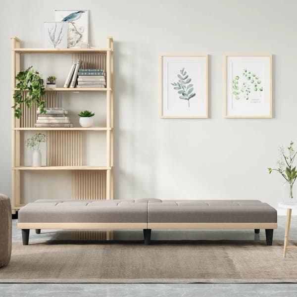 vidaXL sovesofa med kopholdere stof gråbrun