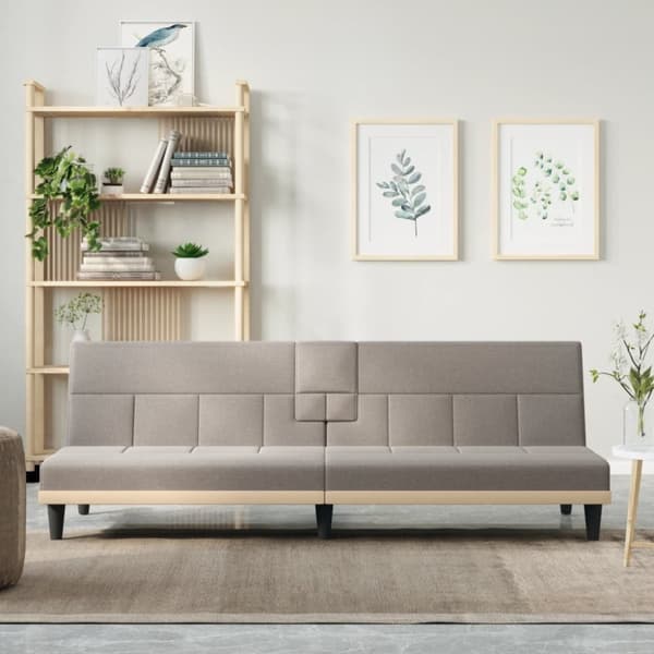 vidaXL sovesofa med kopholdere stof gråbrun