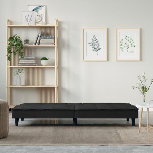 vidaXL Bäddsoffa med mugghållare svart sammet