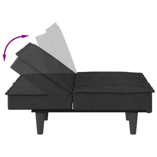 vidaXL Bäddsoffa med mugghållare svart sammet