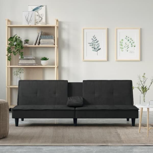 vidaXL Bäddsoffa med mugghållare svart sammet