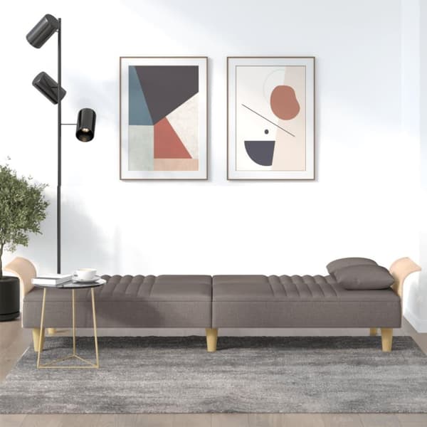 vidaXL Bäddsoffa med armstöd taupe tyg