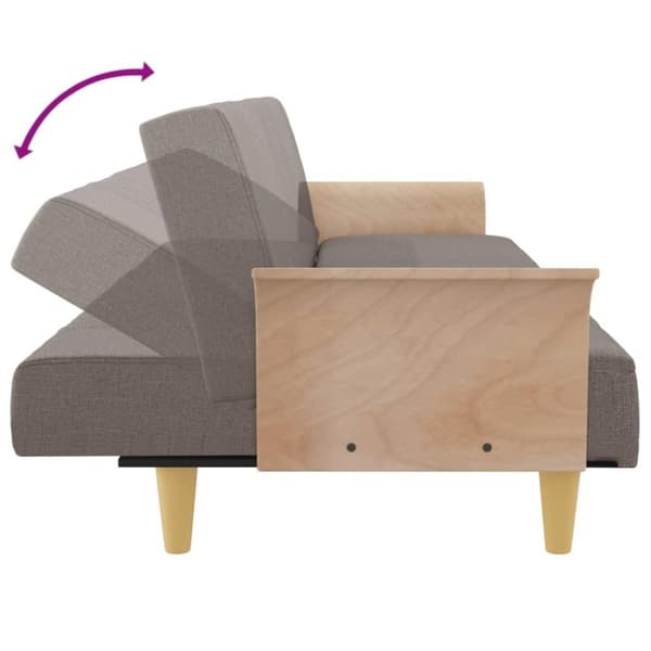 vidaXL Bäddsoffa med armstöd taupe tyg
