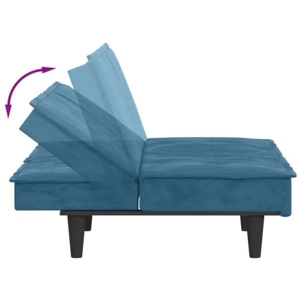 vidaXL Bäddsoffa med mugghållare blå sammet