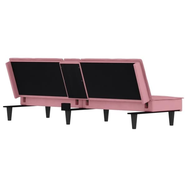 vidaXL Bäddsoffa med mugghållare rosa sammet