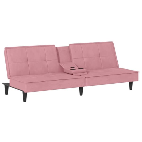 vidaXL Bäddsoffa med mugghållare rosa sammet