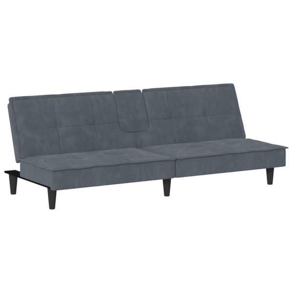 vidaXL Bäddsoffa med mugghållare mörkgrå sammet