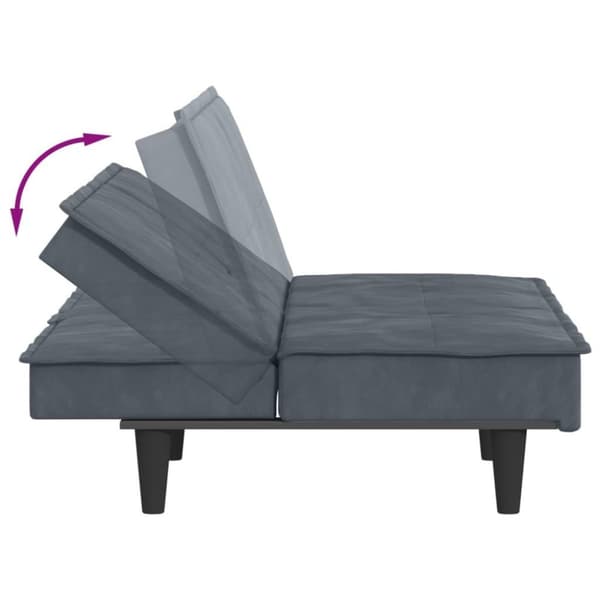 vidaXL Bäddsoffa med mugghållare mörkgrå sammet
