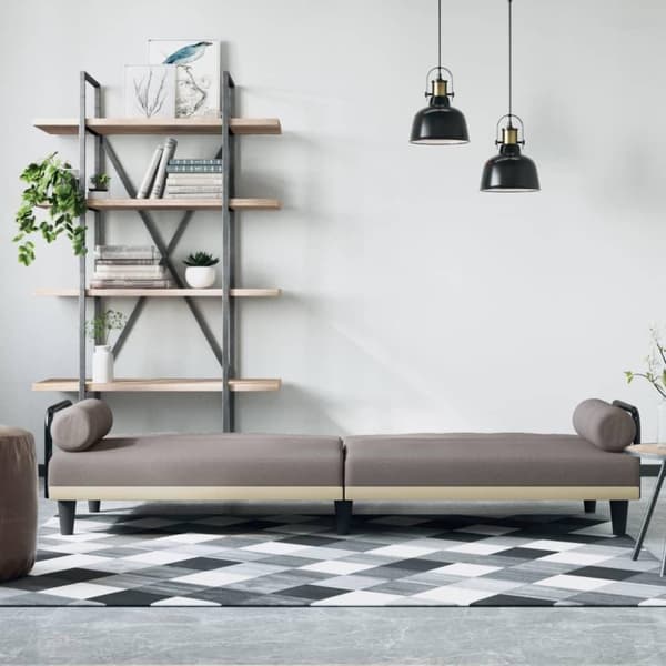 vidaXL Bäddsoffa med armstöd taupe tyg