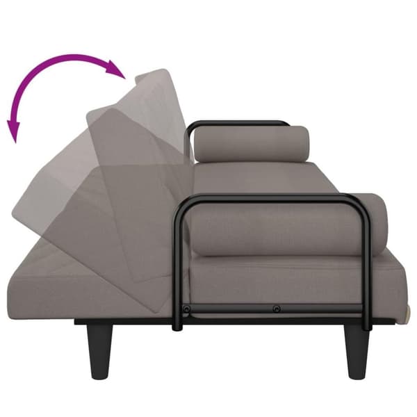 vidaXL Bäddsoffa med armstöd taupe tyg