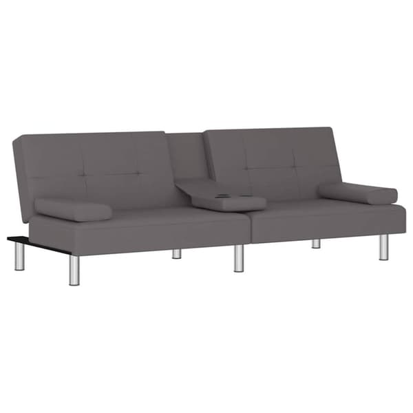 vidaXL Bäddsoffa med mugghållare grå konstläder