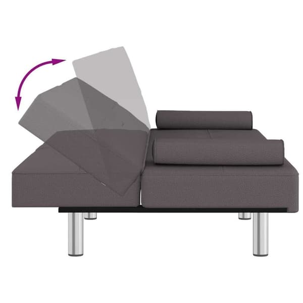 vidaXL Bäddsoffa med mugghållare grå konstläder