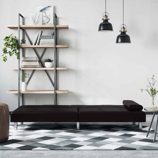 vidaXL sovesofa med kopholdere kunstlæder sort