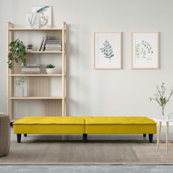 vidaXL sovesofa med kopholdere velour gul