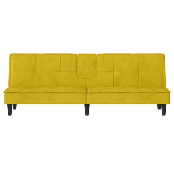 vidaXL sovesofa med kopholdere velour gul