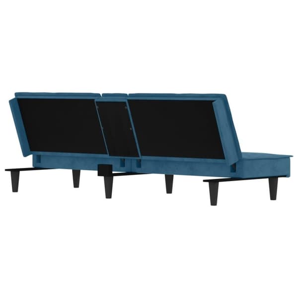 vidaXL sovesofa med kopholdere velour blå