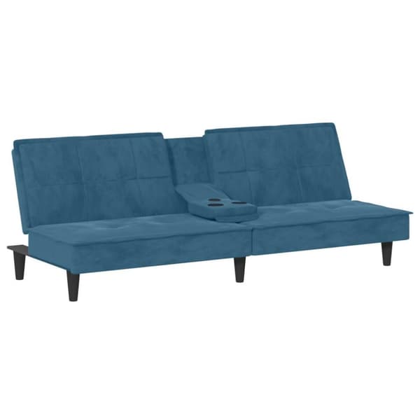 vidaXL sovesofa med kopholdere velour blå
