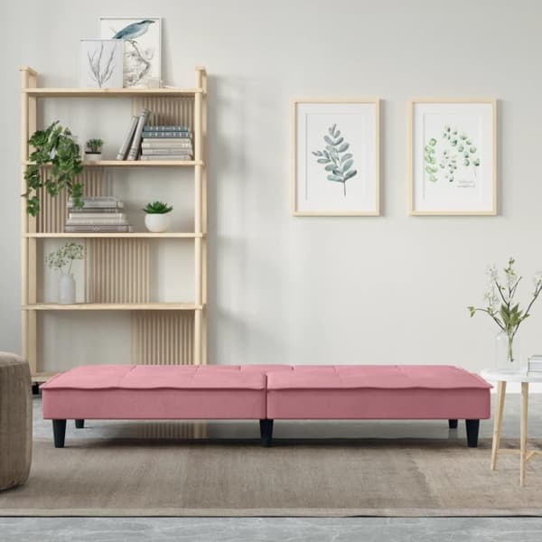 vidaXL sovesofa med kopholdere velour lyserød