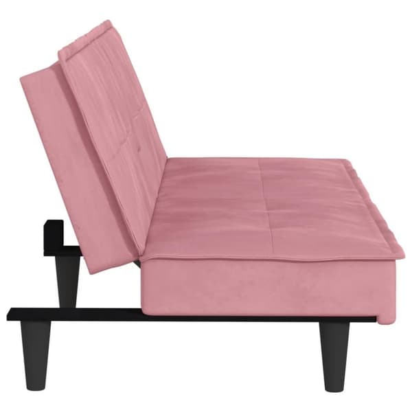 vidaXL sovesofa med kopholdere velour lyserød