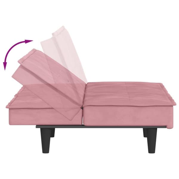 vidaXL sovesofa med kopholdere velour lyserød
