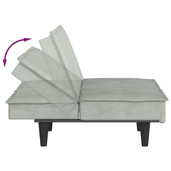 vidaXL sovesofa med kopholdere velour lysegrå