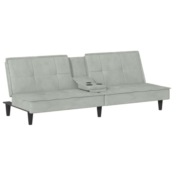 vidaXL sovesofa med kopholdere velour lysegrå