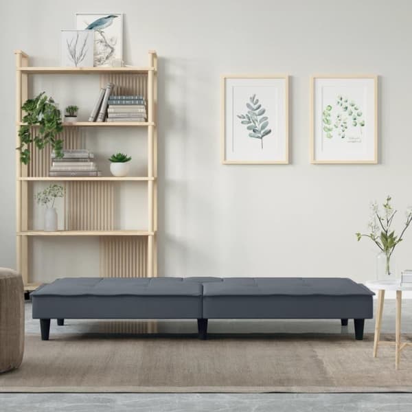 vidaXL sovesofa med kopholdere velour mørkegrå