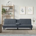 Miniatyrbillede 2 af 11: vidaXL sovesofa med kopholdere velour mørkegrå