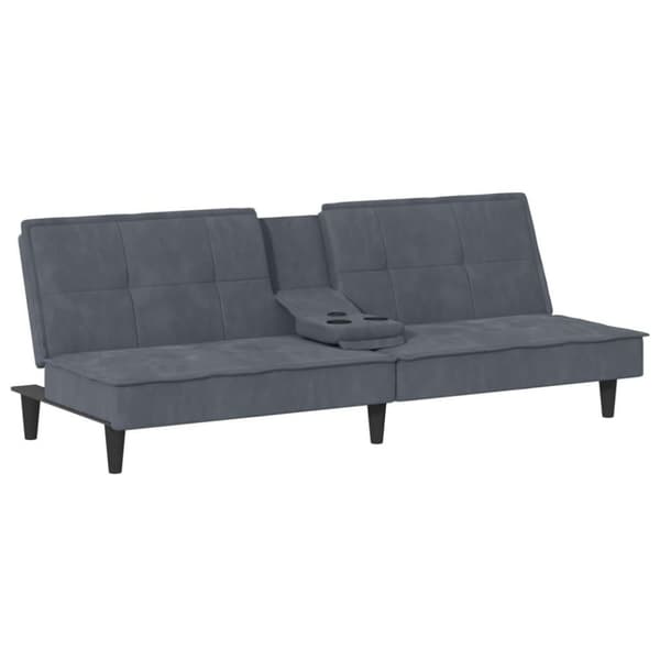 vidaXL sovesofa med kopholdere velour mørkegrå