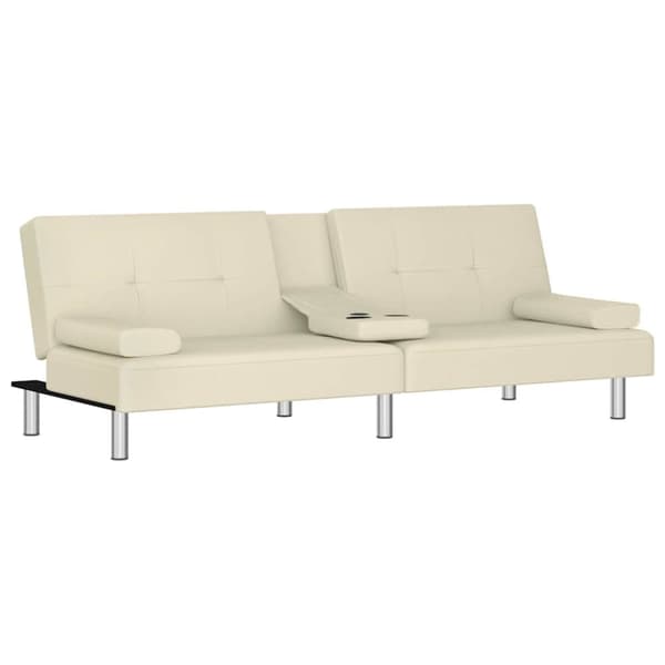 vidaXL sovesofa med kopholdere kunstlæder cremefarvet