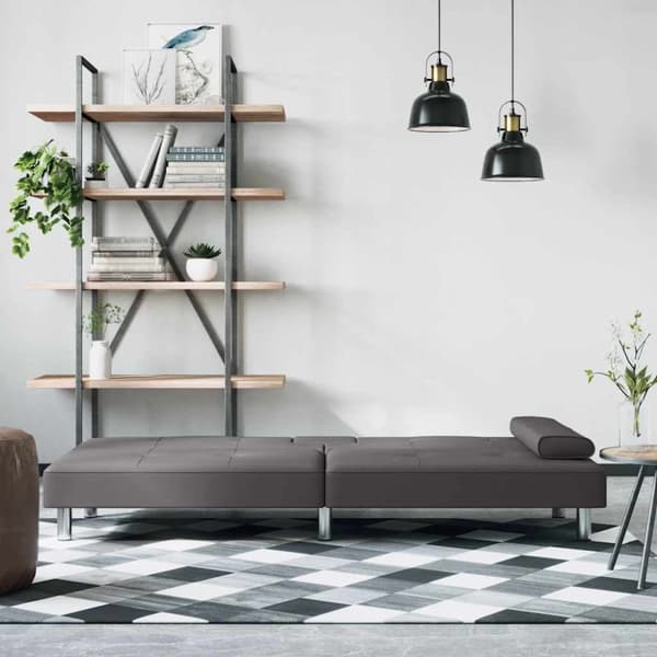 vidaXL sovesofa med kopholdere kunstlæder grå