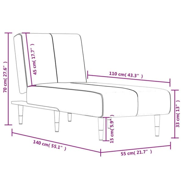 vidaXL chaiselong velour sort