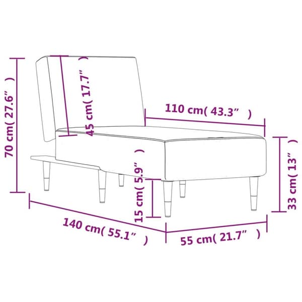 vidaXL chaiselong velour sort