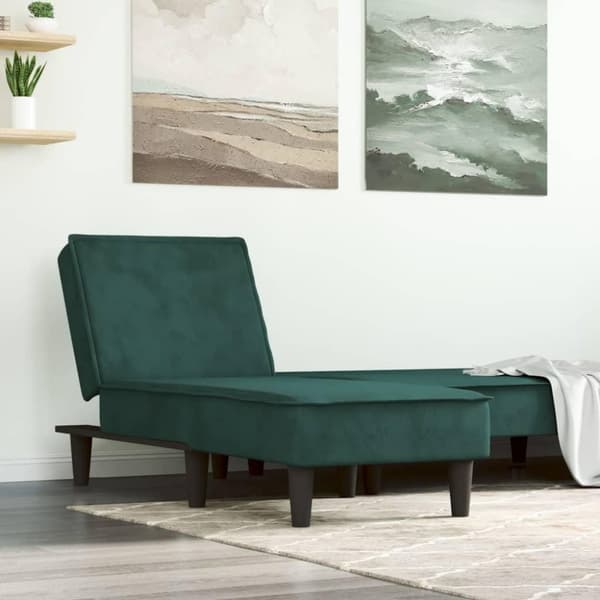 vidaXL chaiselong velour mørkegrøn