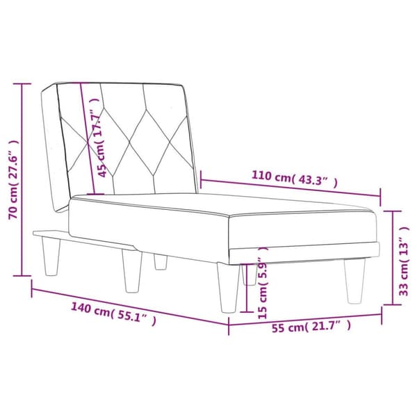 vidaXL chaiselong velour gul