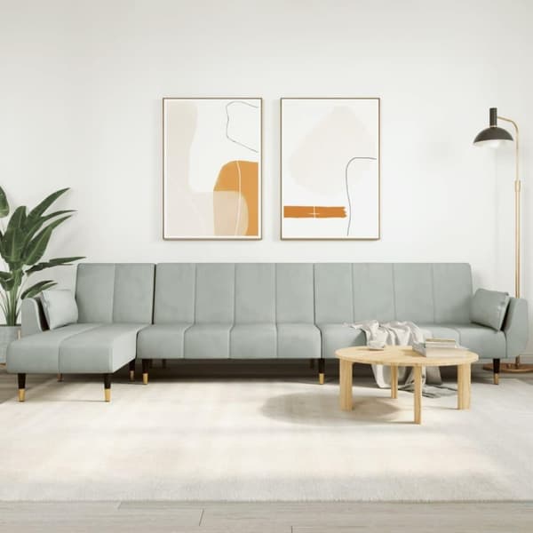 vidaXL L-formet sovesofa 275x140x70 cm velour lysegrå