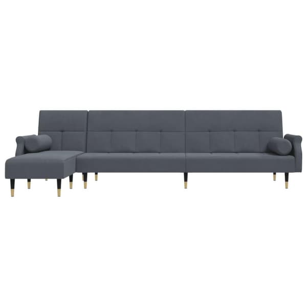 vidaXL L-formet sovesofa 271x140x70 cm velour mørkegrå