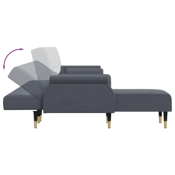 vidaXL L-formet sovesofa 271x140x70 cm velour mørkegrå