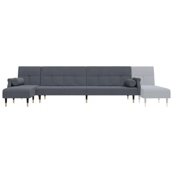 vidaXL L-formet sovesofa 271x140x70 cm velour mørkegrå