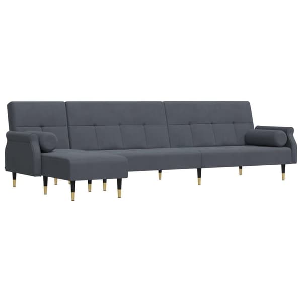 vidaXL L-formet sovesofa 271x140x70 cm velour mørkegrå