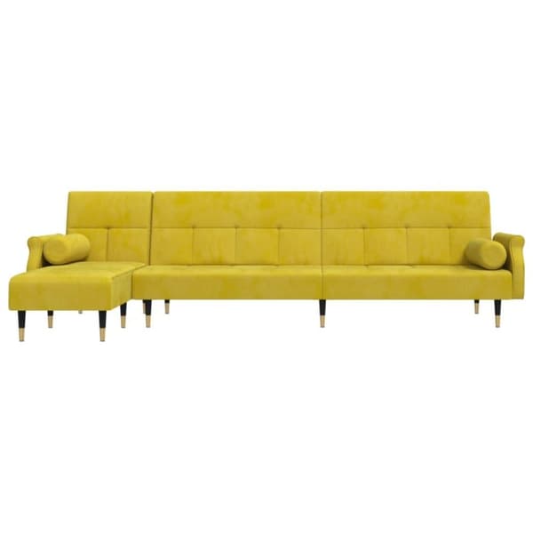 vidaXL L-formet sovesofa 271x140x70 cm velour gul