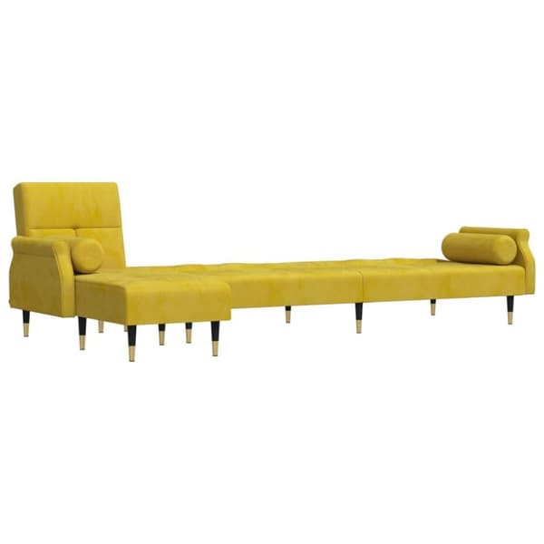 vidaXL L-formet sovesofa 271x140x70 cm velour gul