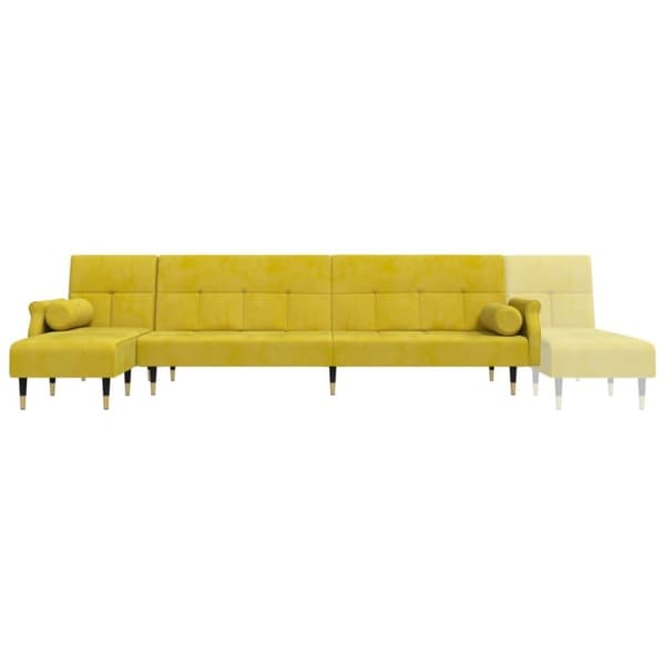 vidaXL L-formet sovesofa 271x140x70 cm velour gul