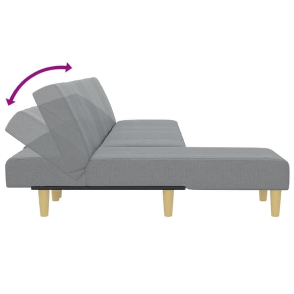 vidaXL L-formet sovesofa 255x140x70 cm stof lysegrå