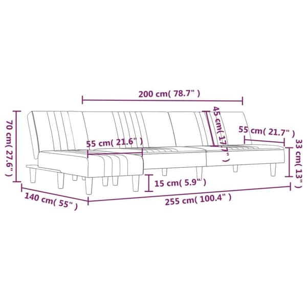 vidaXL L-formet sovesofa 255x140x70 cm stof mørkegrå