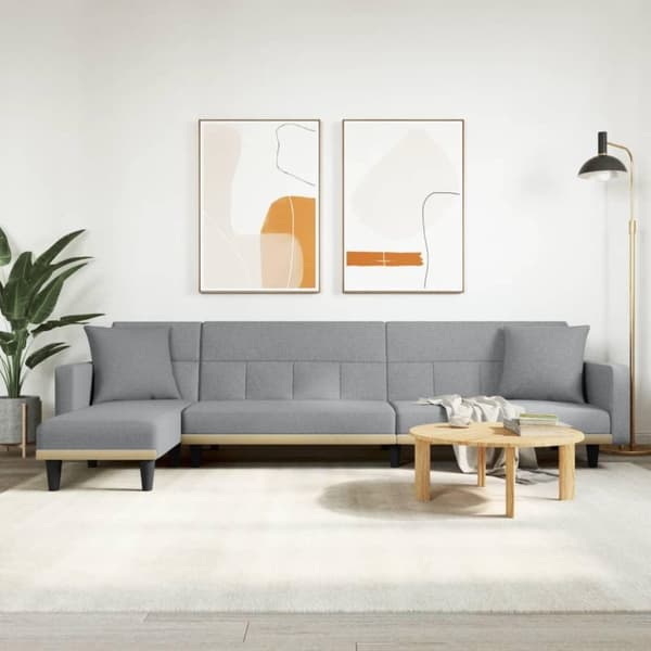 vidaXL L-formet sovesofa 275x140x70 cm stof lysegrå