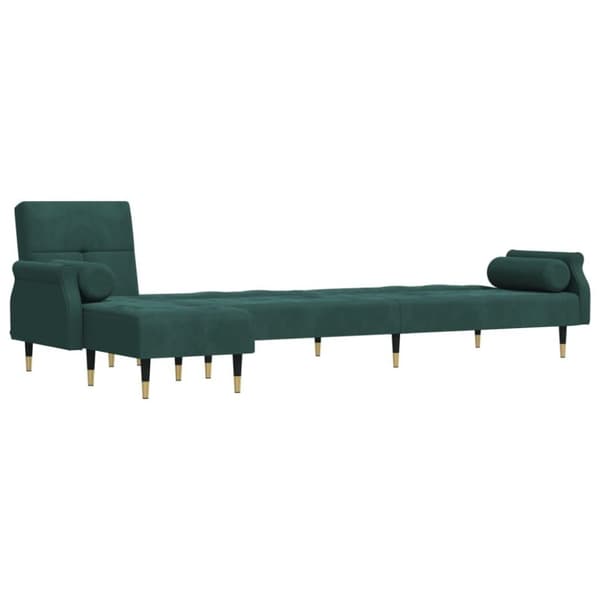 vidaXL L-formet sovesofa 271x140x70 cm velour mørkegrøn