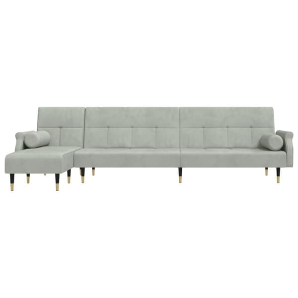 vidaXL L-formet sovesofa 271x140x70 cm velour lysegrå